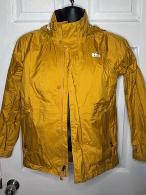 REI Kids Yellow Hooded Rain Jacket